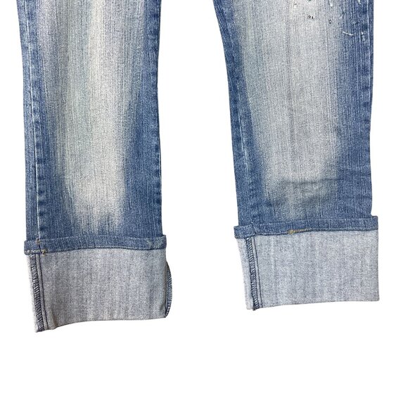 Rosa & Rose Embellished Lace Beading Cuffed Crop Jeans VTG Y2K Med - Picture 3 of 9